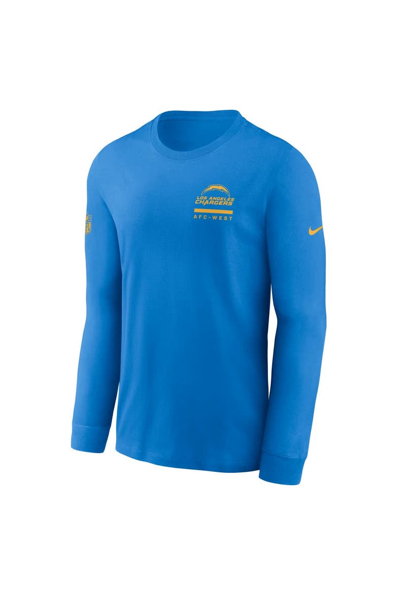 Men's Nike Powder Blue Los Angeles Chargers Sideline Performance Long Sleeve T-Shirt, Alternate, color, Powder Blue