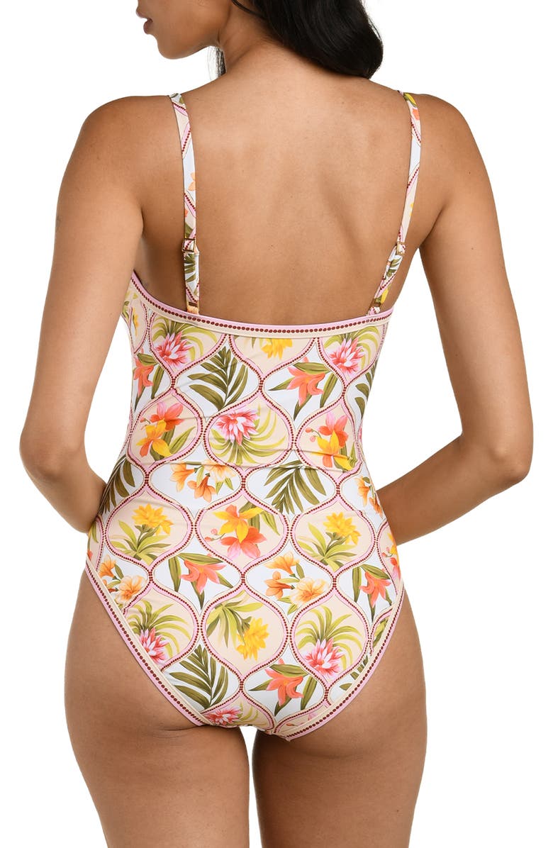 La Blanca Palm One-Piece Swimsuit, Alternate, color, White Multi