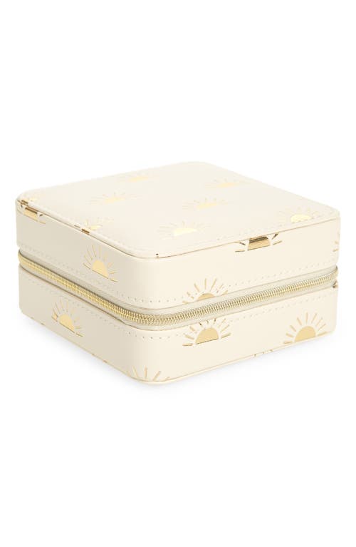 Nordstrom Square Zip Jewelry Box in Cream- Gold Sun at Nordstrom