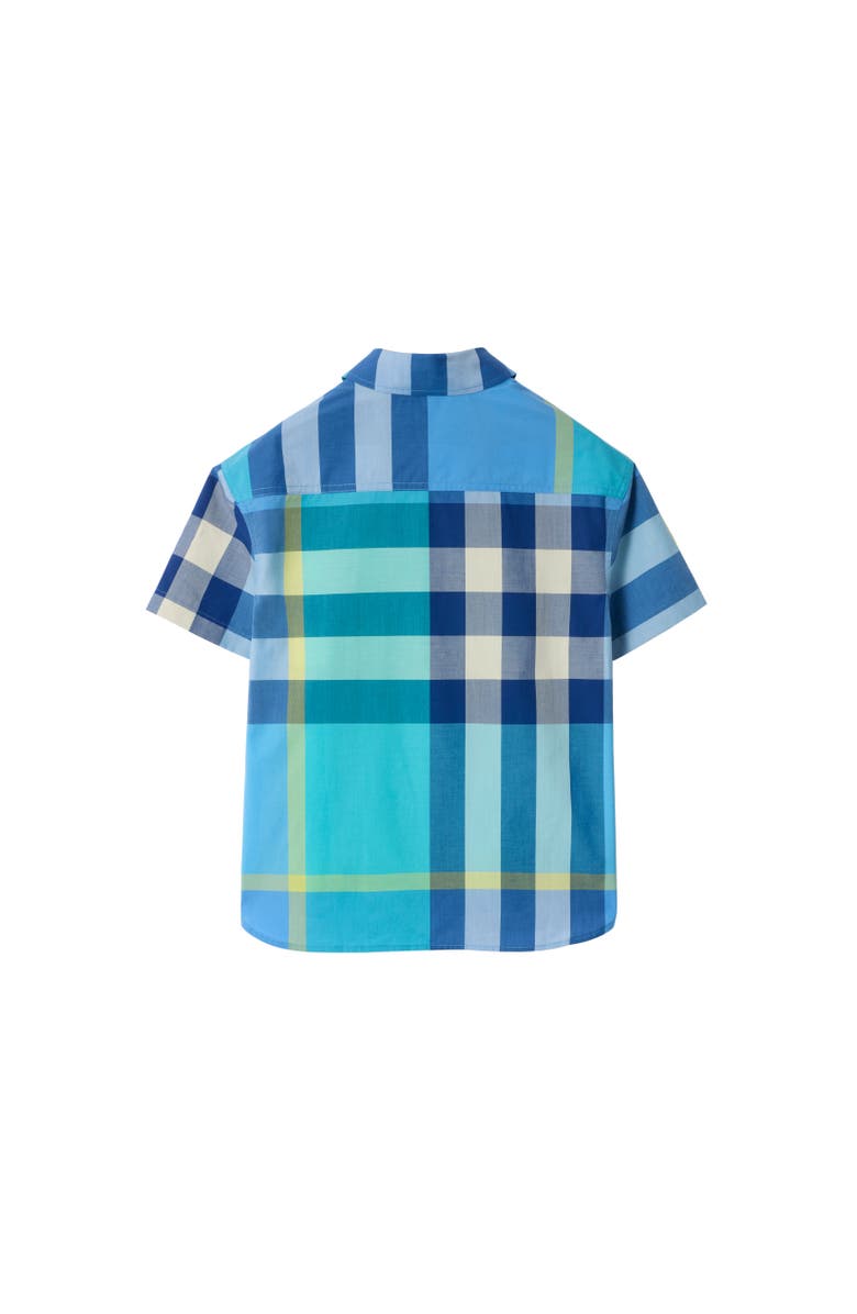 Burberry Check Cotton Shirt, Alternate, color, Bright Turquoise