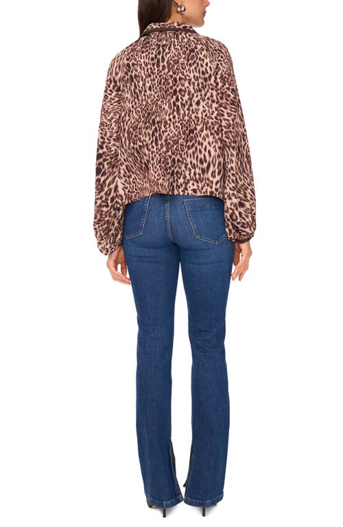 Vince Camuto Leopard Print Button-up Shirt In Brown