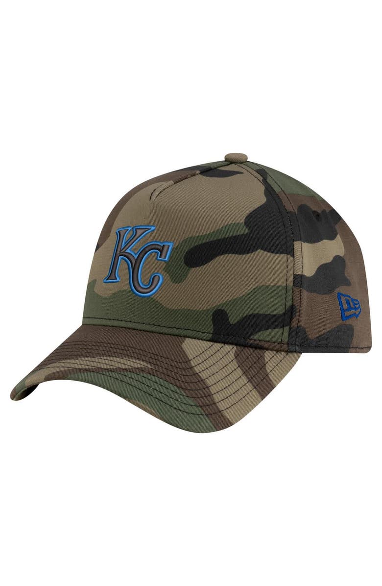 New Era Men's New Era Camo Kansas City Royals Woodland Team Pop 9FORTY A-Frame Adjustable Hat, Main, color, 