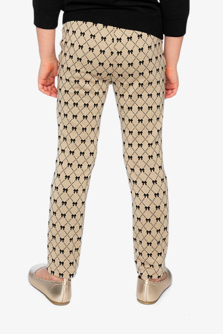 Bow Tie Jacquard Elastic Waist Treggings, Alternate, color, Beige Printed Bow Ties
