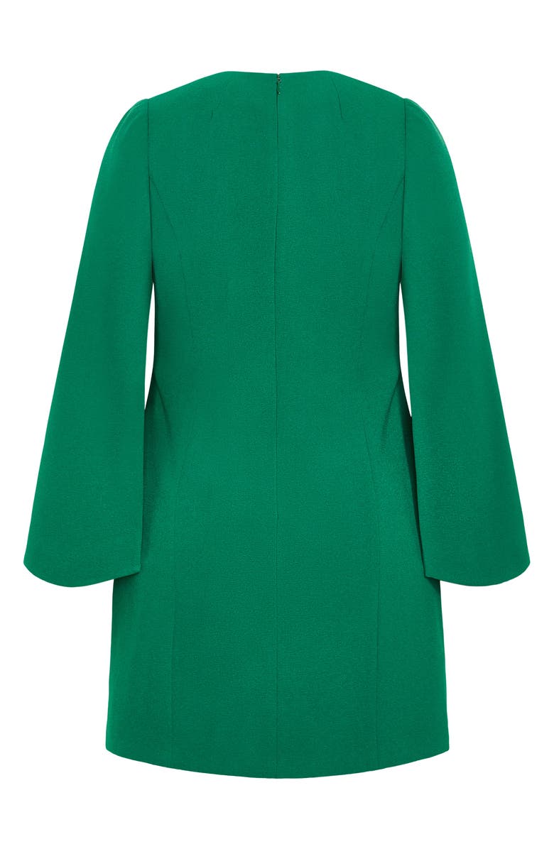 City Chic Kyla Long Sleeve Crepe Minidress, Alternate, color, Green