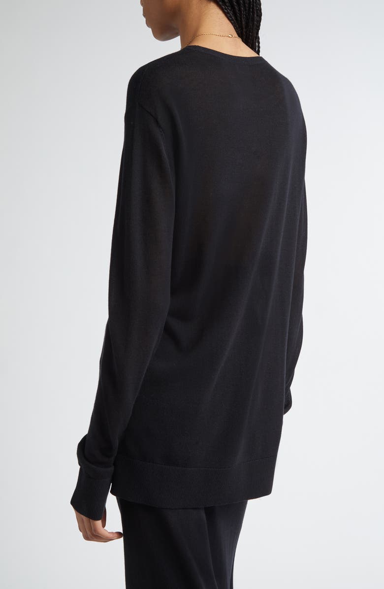 TOTEME Long Sleeve Knit T-Shirt, Alternate, color, Black