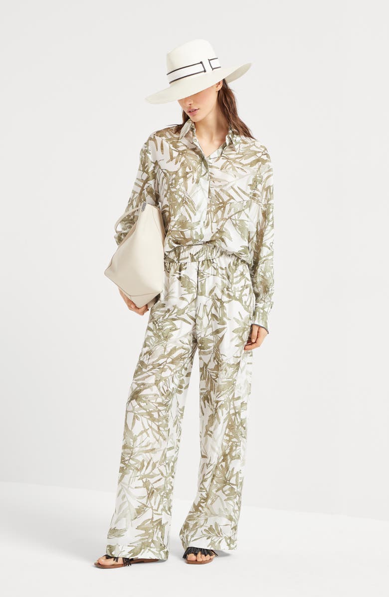 Brunello Cucinelli Herbarium Print Pyjama trousers, Alternate, color, 