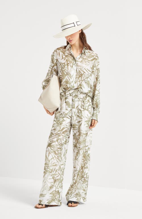 Shop Brunello Cucinelli Herbarium Print Pyjama Trousers In Green