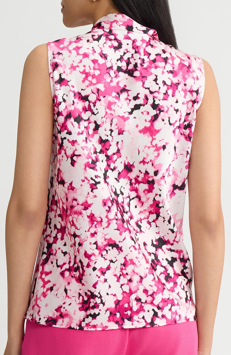 KASPER Tie Neck Sleeveless Bias Cut Satin Top, Alternate, color, Pink Perfection Multi