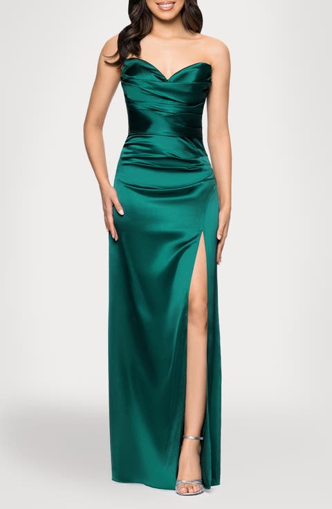 Strapless Satin Gown