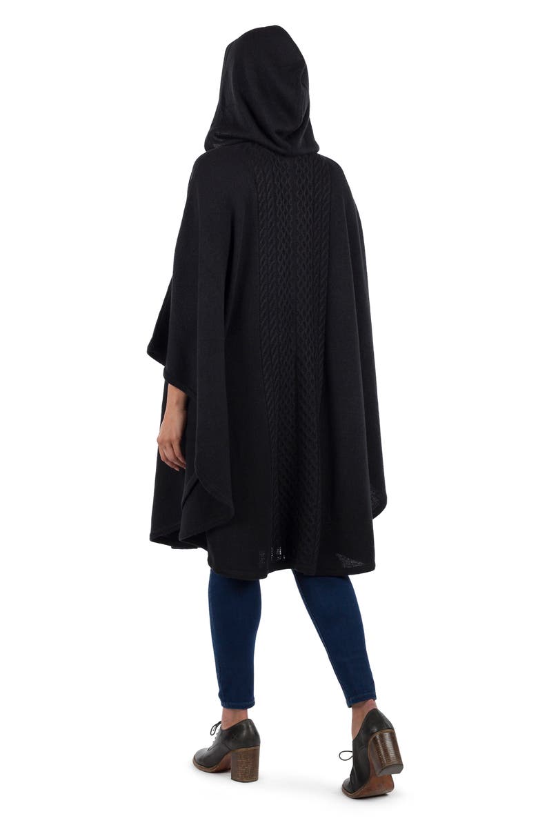 Patricia Nash Hooded Button Front Cape, Alternate, color, Blck
