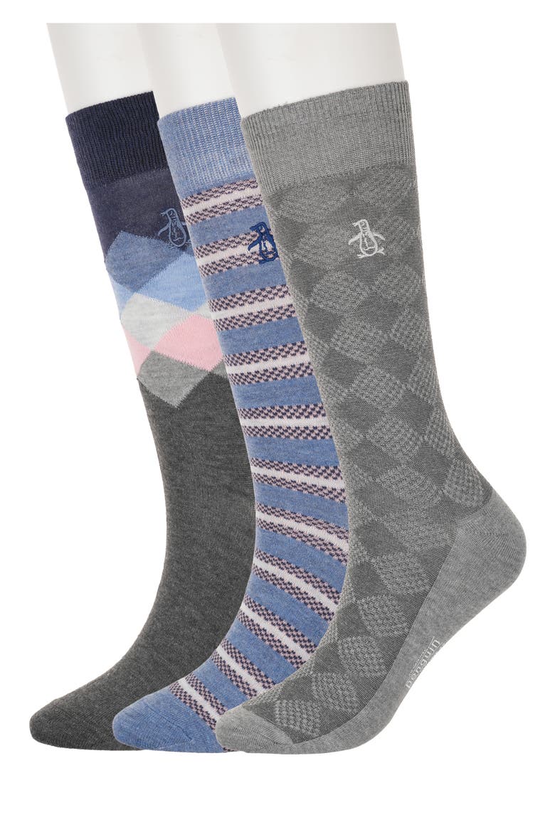 Assorted 3-Pack Dress Socks, Main, color, DENIM