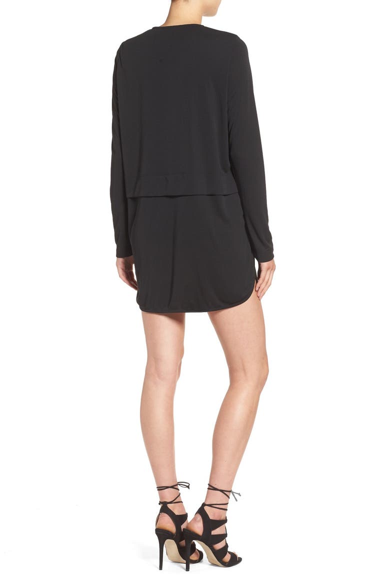 'Savoy' Long Sleeve Shirtdress, Alternate, color, BLACK