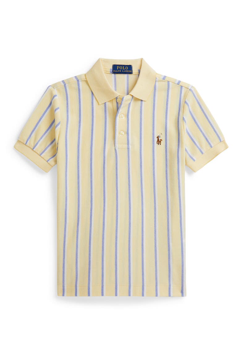Kids' Stripe Cotton Piqué Polo, Main, color, T-BIRD YELLOW MULTI