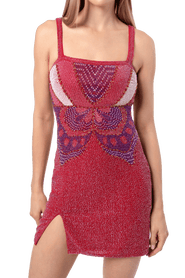 Self-Adore Butterfly Hand Beaded Embellished Mini Dress