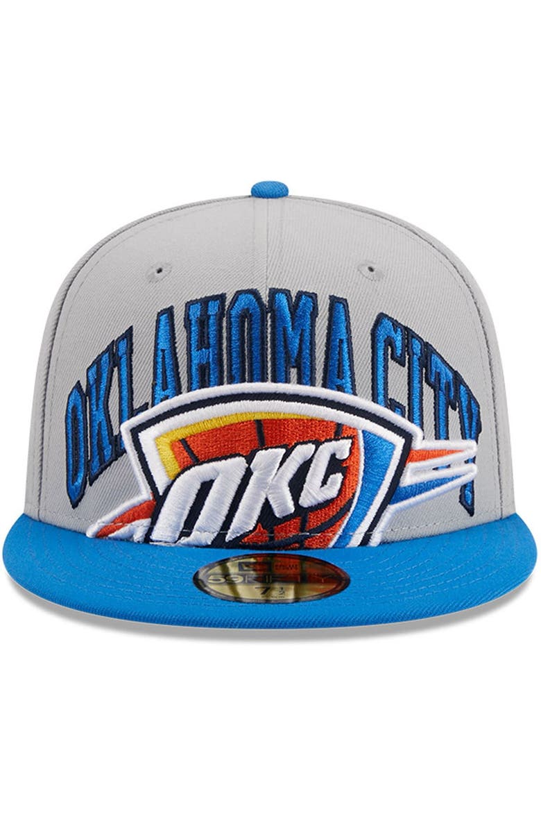 New Era Men's New Era Gray/Blue Oklahoma City Thunder Tip-Off Two-Tone 59FIFTY Fitted Hat, Alternate, color,