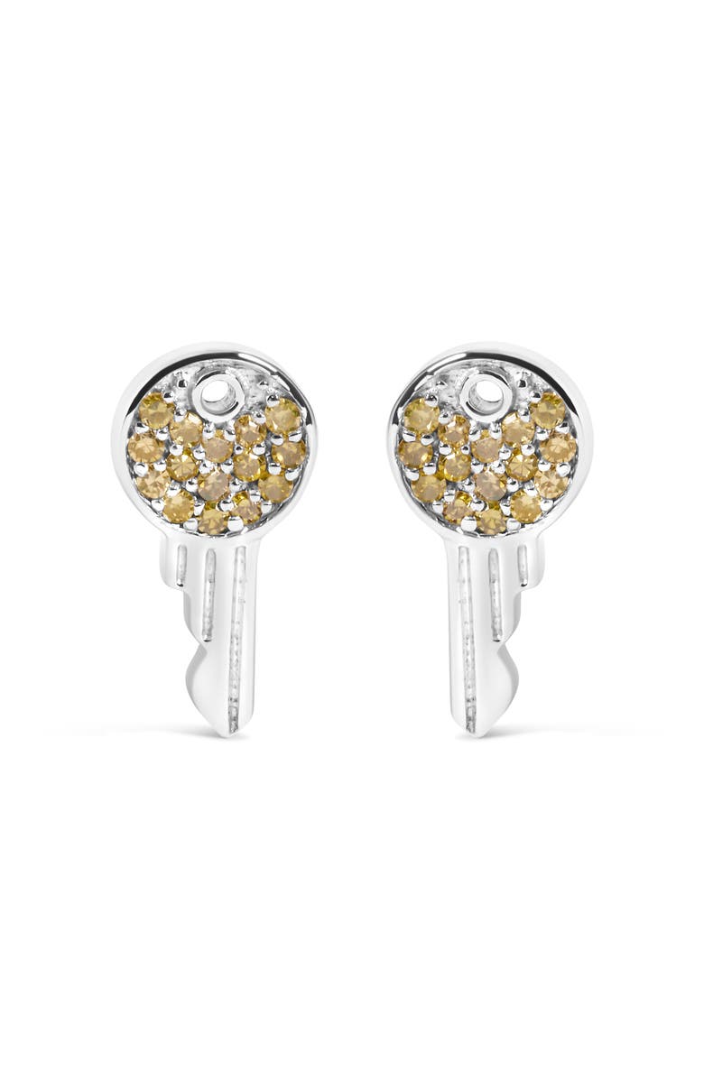 Haus of Brilliance 925 Sterling Silver 1/6ct TDW Yellow Treated Diamond Charm Earrings, Main, color, Silver