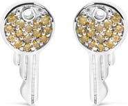 Haus of Brilliance 925 Sterling Silver 1/6ct TDW Yellow Treated Diamond Charm Earrings