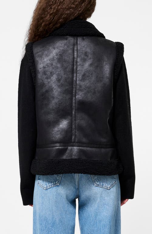 French Connection Camry Faux Shearling Vest In Black