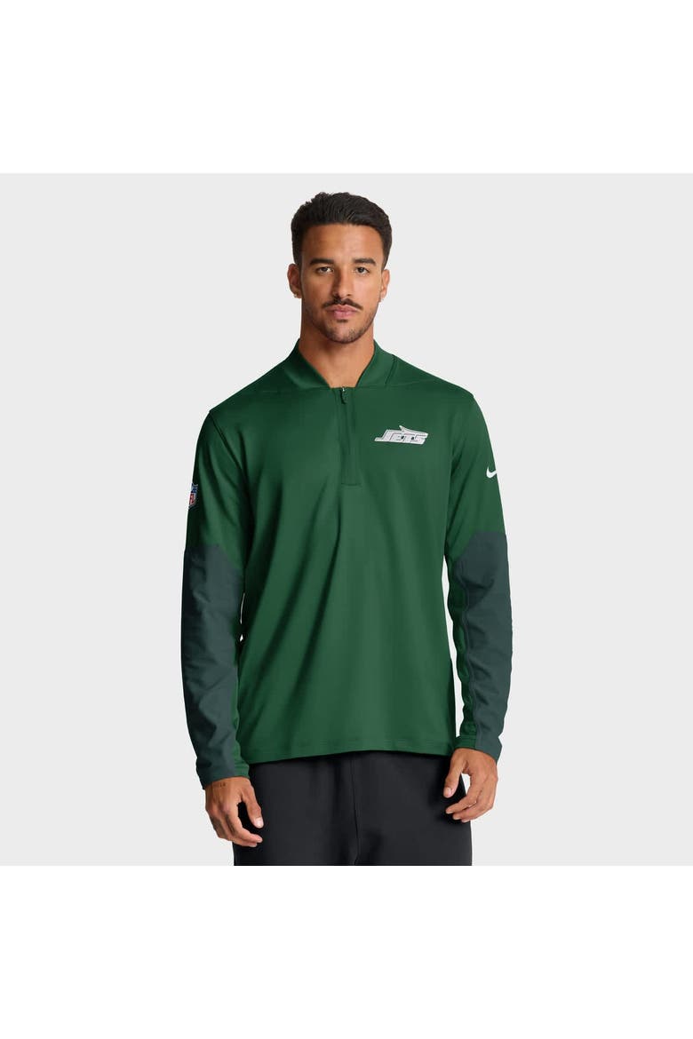 Men's Nike Green New York Jets Sideline Dri-FIT Half-Zip Pullover, Main, color, Green