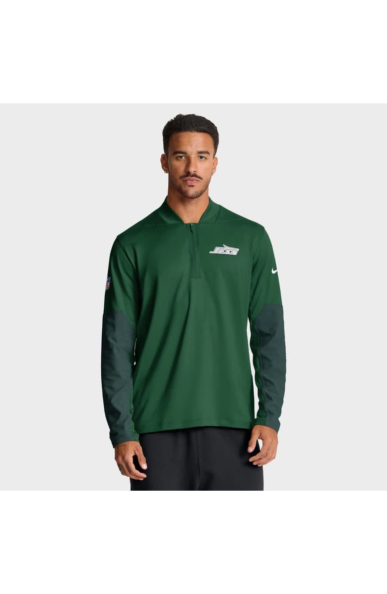 Nike Men's Nike Green New York Jets Sideline Dri-FIT Half-Zip Pullover, Main, color, Green
