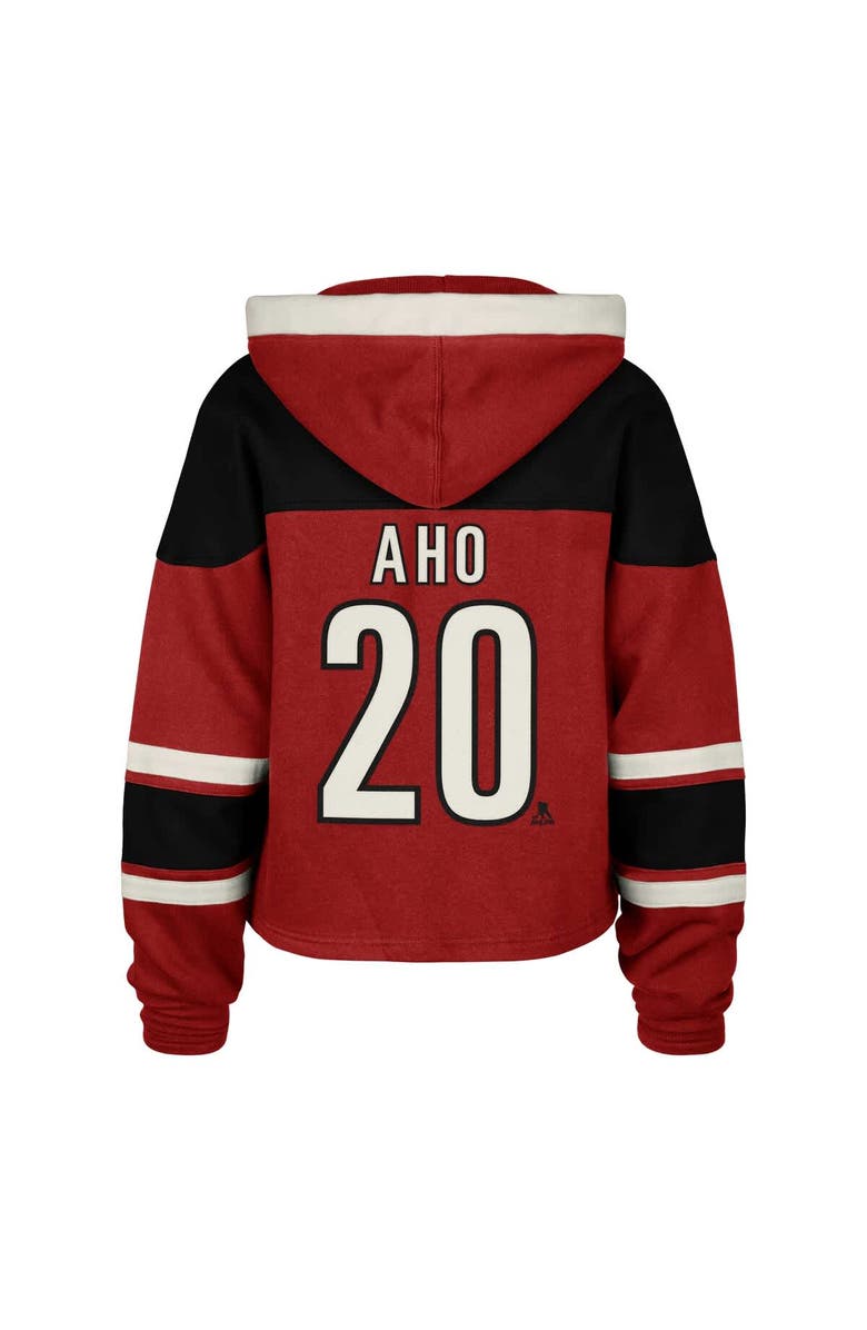 '47 Women's '47 Sebastian Aho Red Carolina Hurricanes Superior Lacer Cropped Pullover Hoodie, Alternate, color, Red