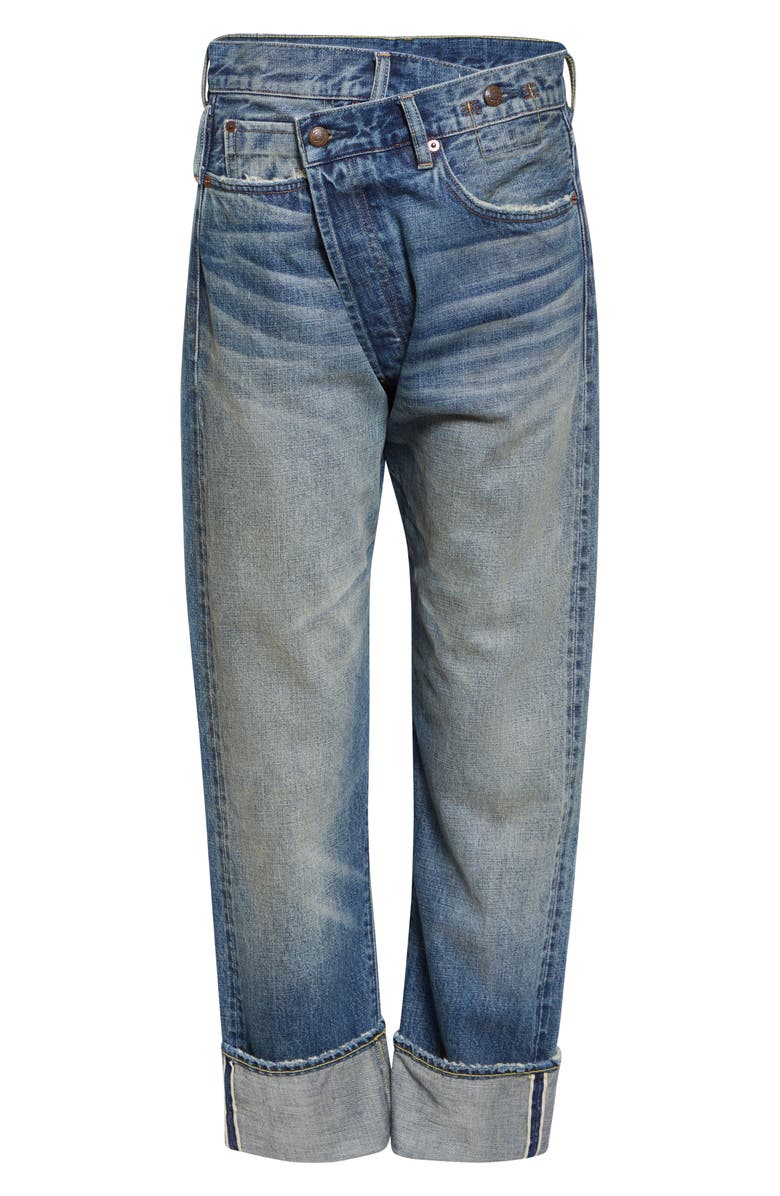 R13 Cuffed Crossover Straight Leg Jeans, Alternate, color, Estin Selvedge Blue