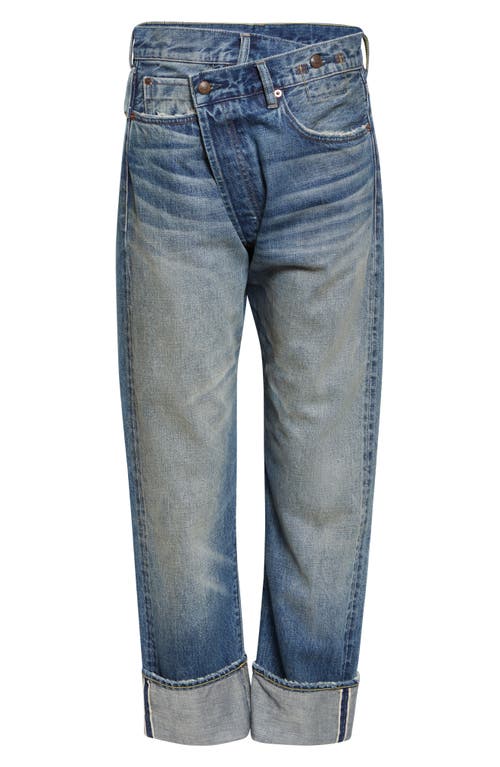 R13 Cuffed Crossover Straight Leg Jeans In Blue
