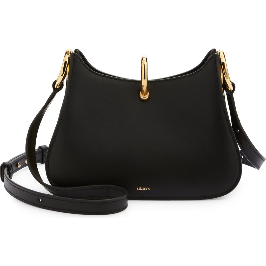 Rabanne The Small Ring Leather Shoulder Bag In Black