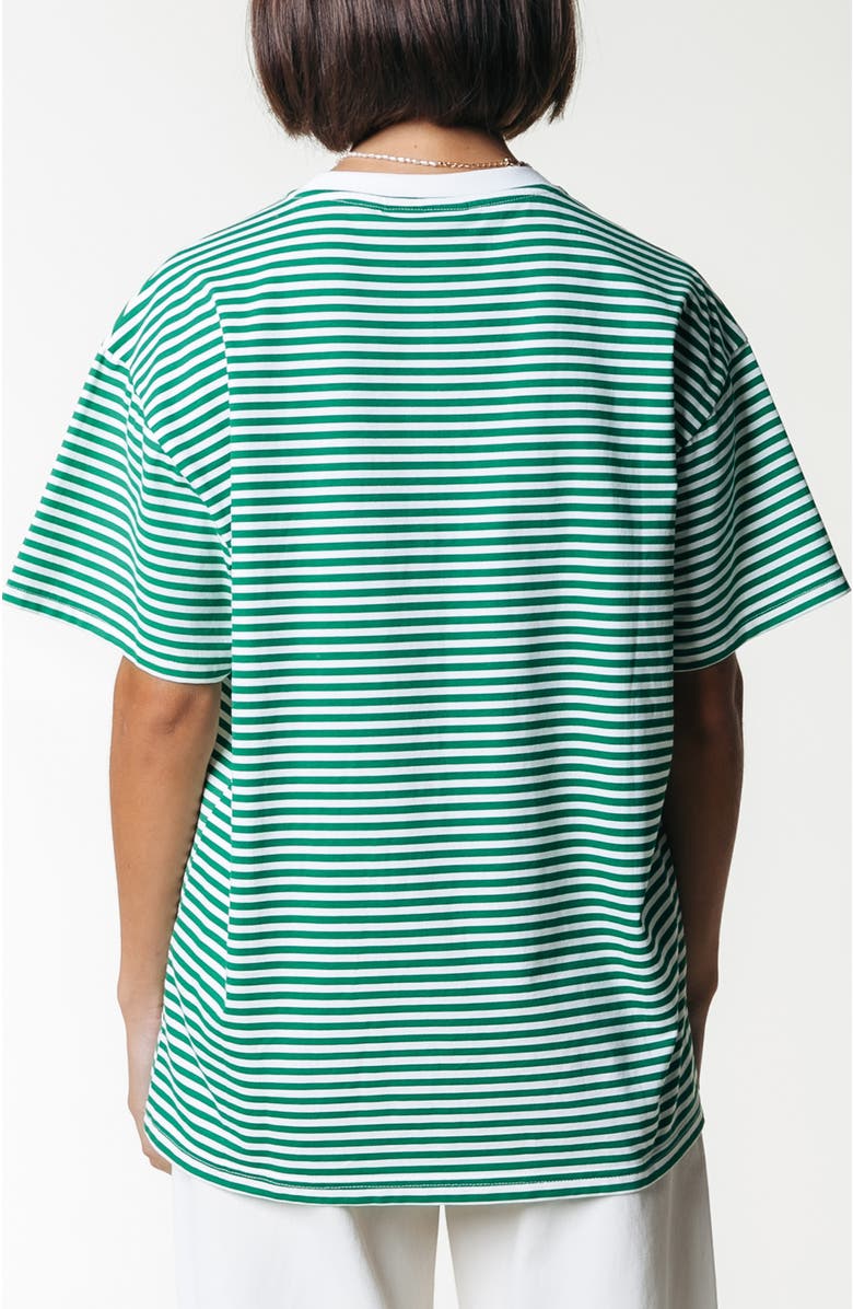 Colourful Rebel Puff Logo Stripe Loosefit Tee, Alternate, color, Green