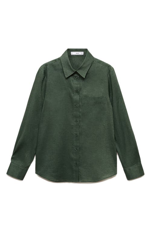 Shop Mango Lino Linen & Cotton Button-up Shirt In Green
