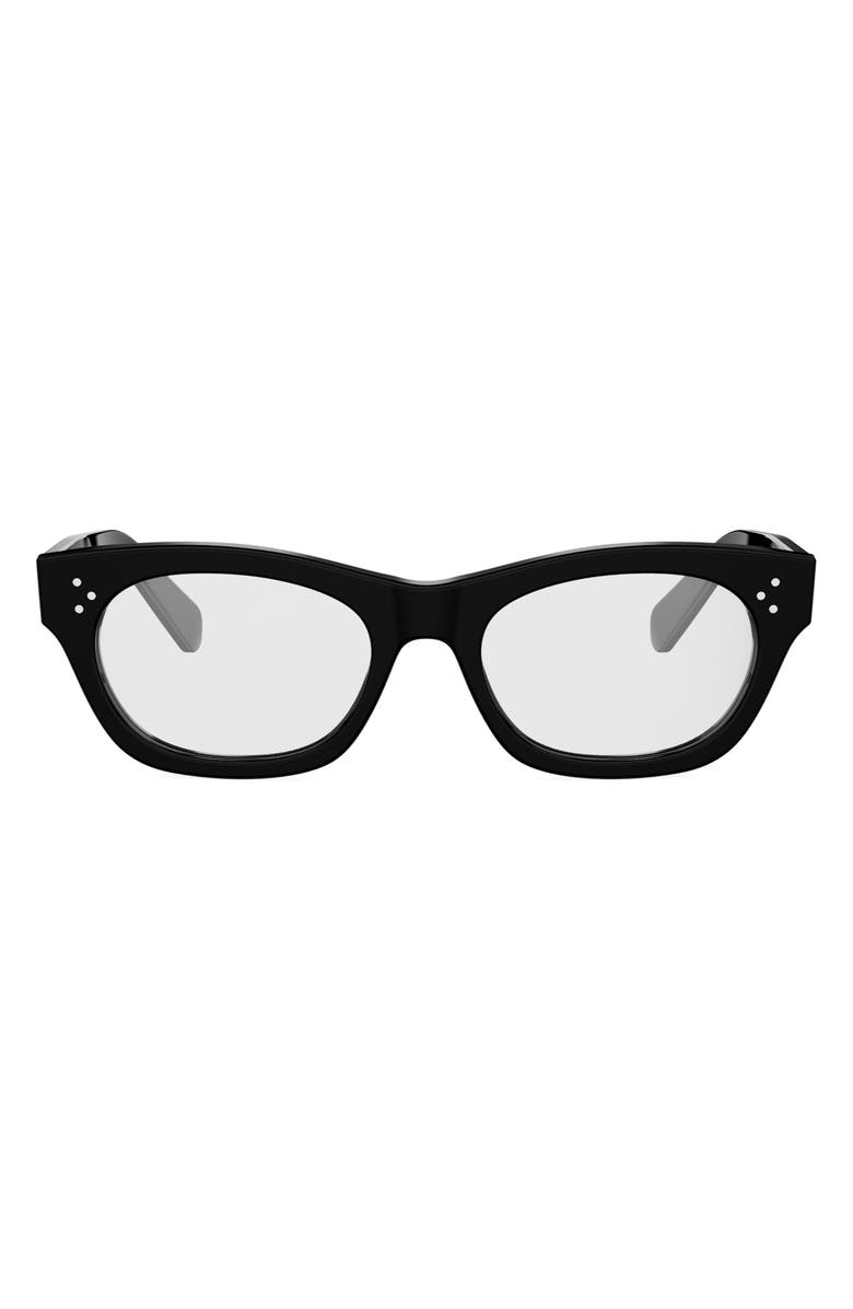 CELINE 3 Dots 53mm Cat Eye Optical Glasses, Main, color, Shiny Black