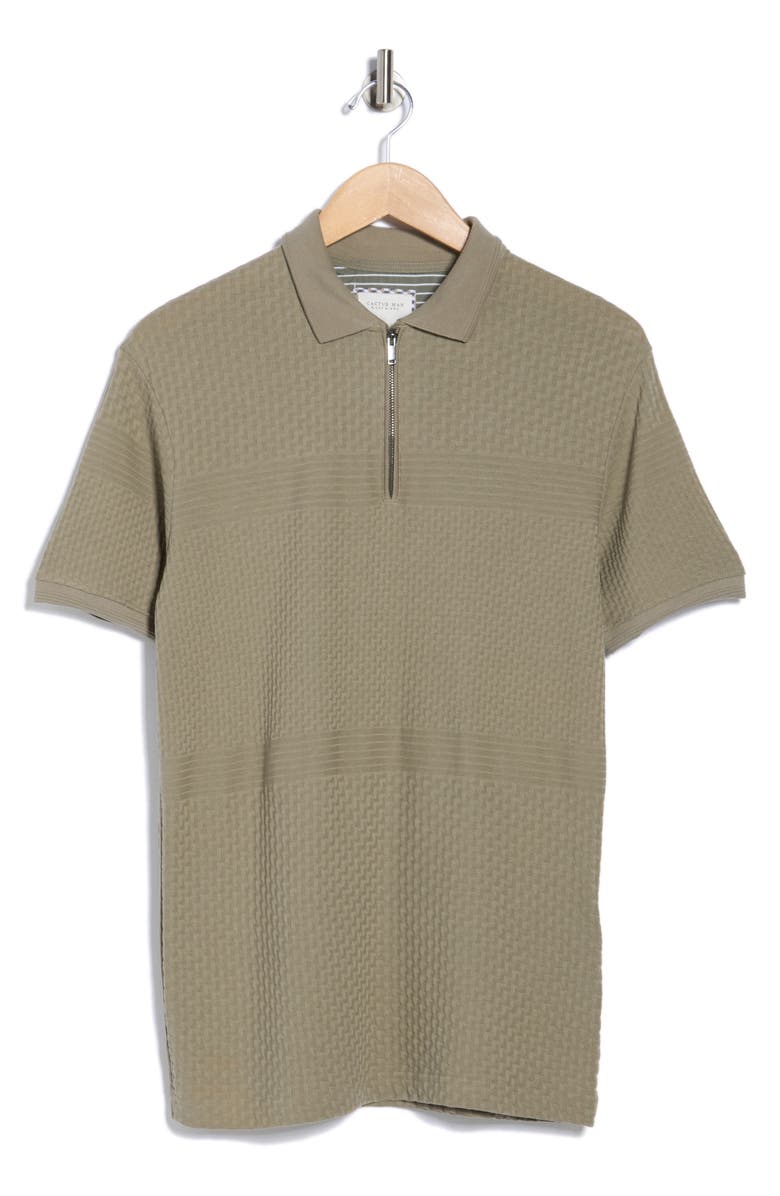 Cactus Man Textured Half Zip Knit Polo, Alternate, color, Faded Olive