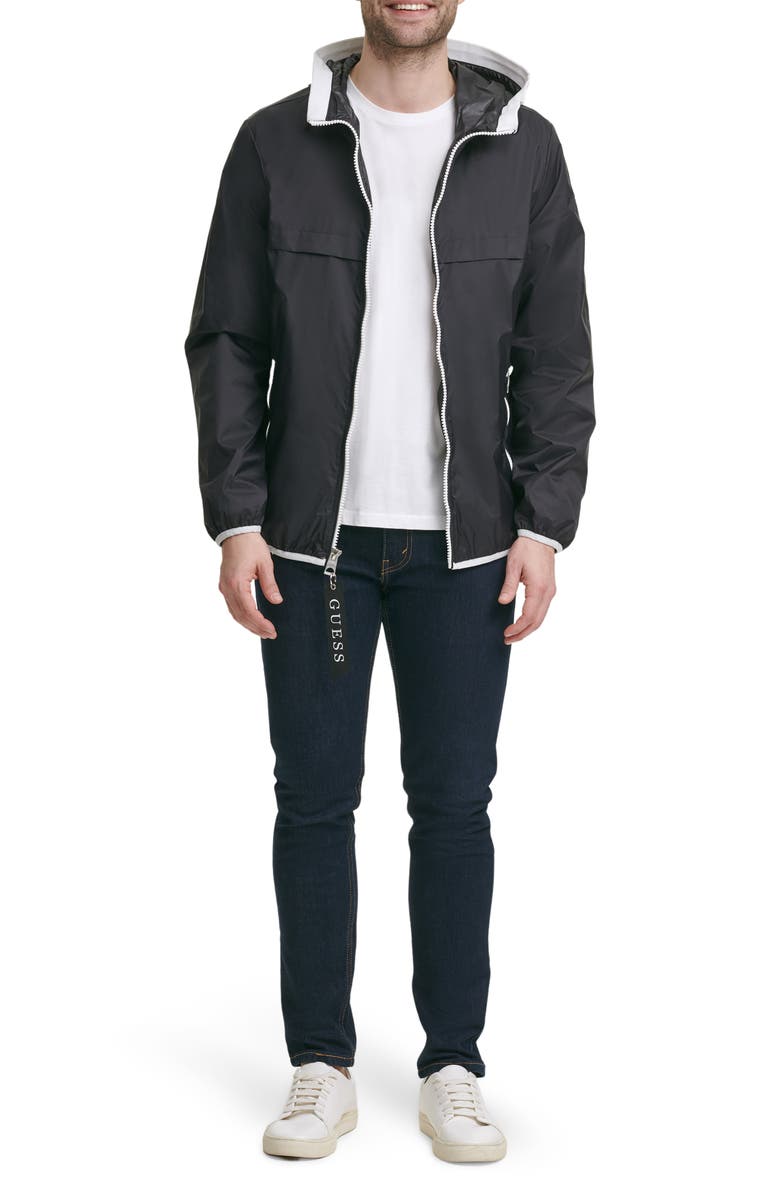 GUESS Nylon Hooded Windbreaker, Alternate, color,