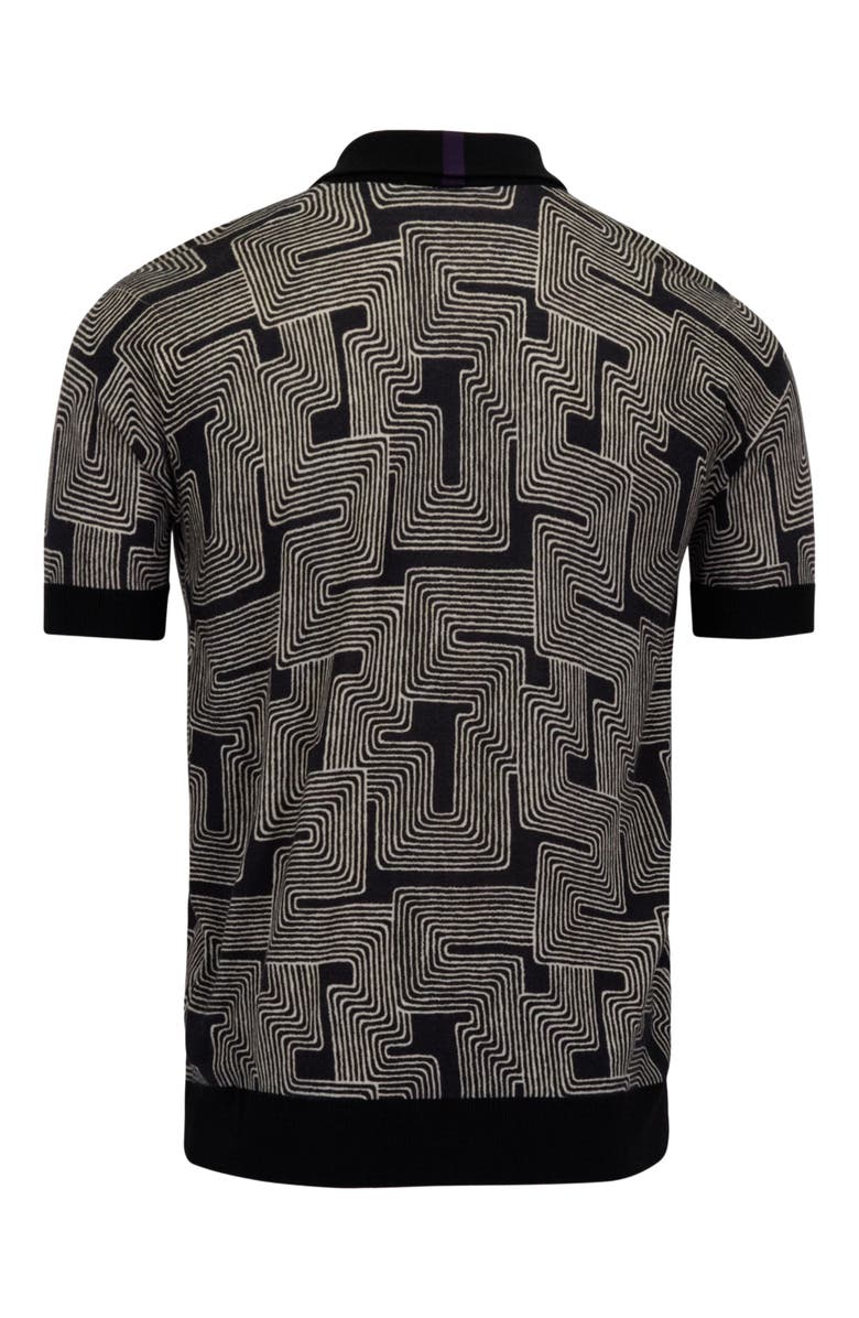 Lords of Harlech Inter Twine Mens Merino Silk Cashmere Polo, Alternate, color, Inter Twine Black