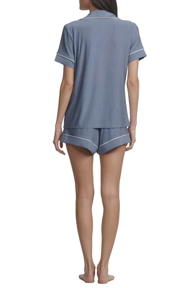 Gisele Printed Relaxed Jersey Knit Short Pajamas, Alternate, color, DUO STRIPE SLATE BLUE/IVORY