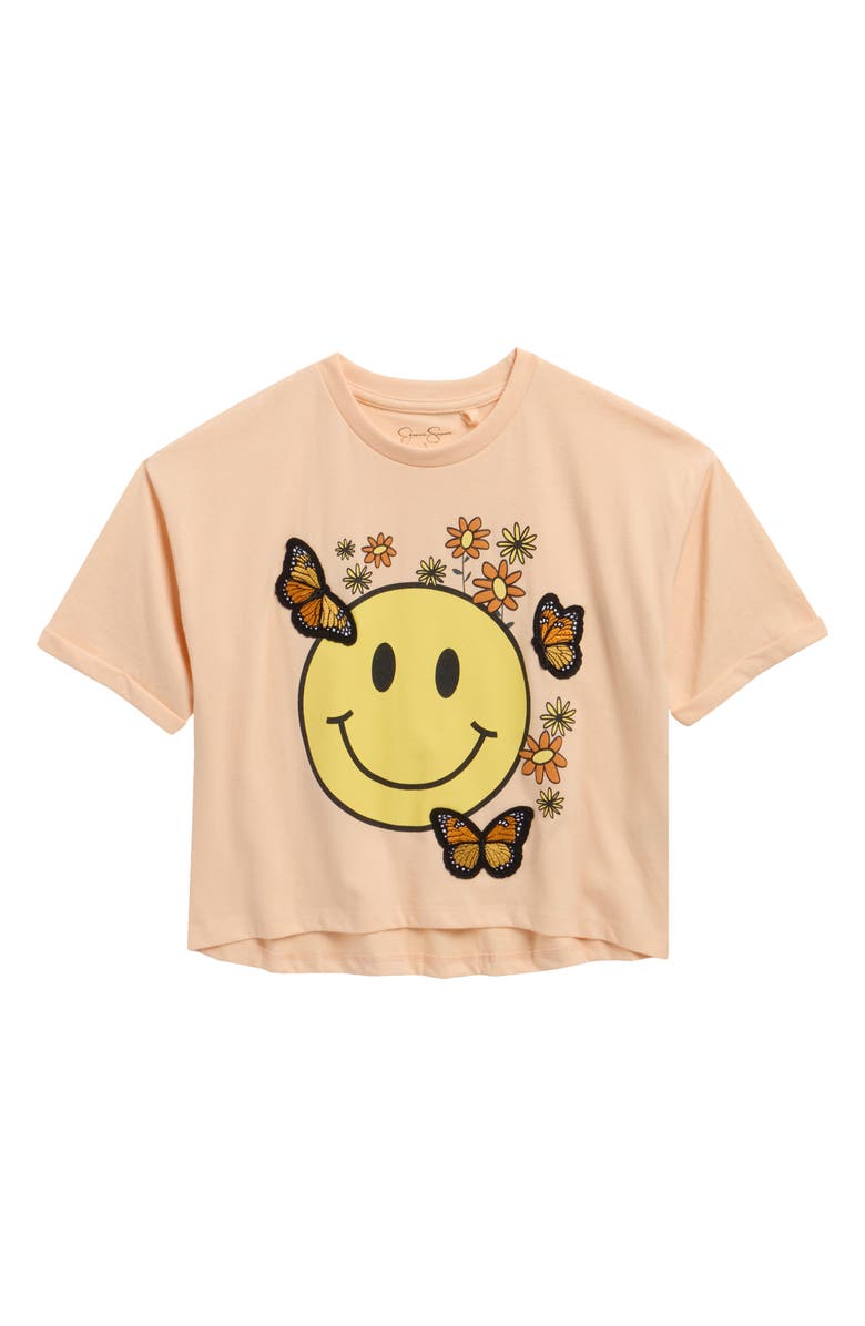 Jessica Simpson Kids' Cuff Graphic T-Shirt, Main, color, Melon