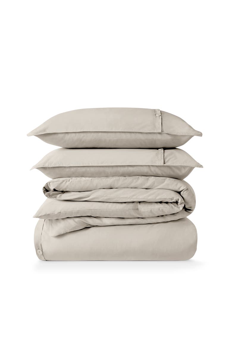100% Organic Cotton Percale Duvet Cover and Sham Set, Main, color, French Beige