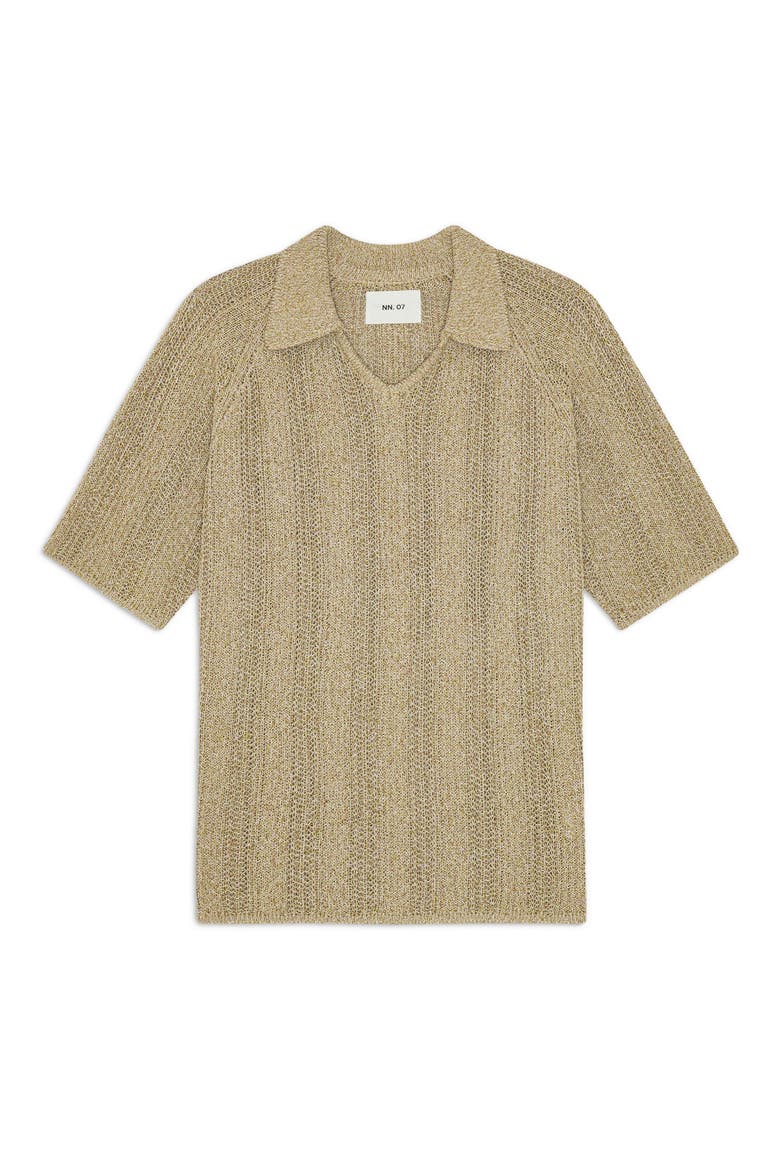 Cale Johnny Collar Sweater Polo, Alternate, color, BEIGE/ SEA SPRAY