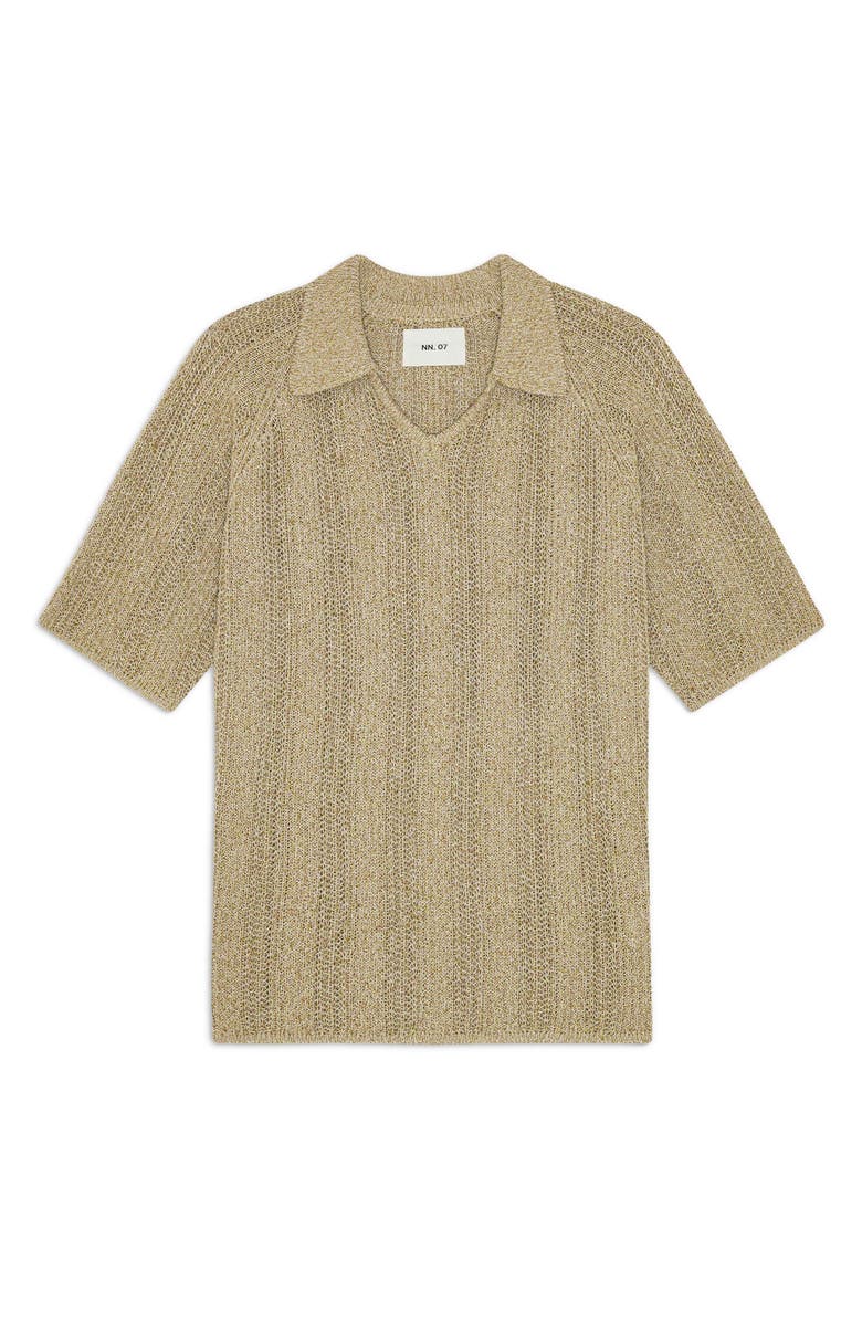 NN07 Cale Johnny Collar Sweater Polo, Alternate, color, Beige/ Sea Spray