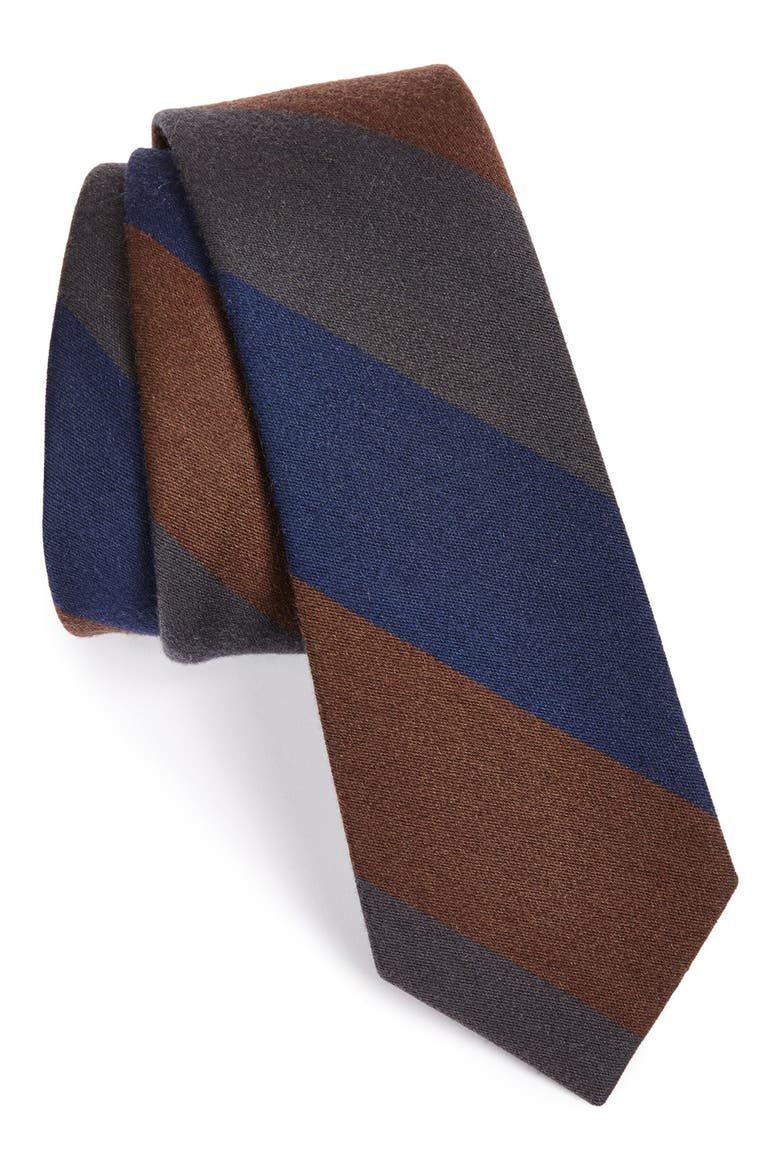 Wool & Silk Stripe Tie, Main, color, BROWN/ NAVY/ GRAY