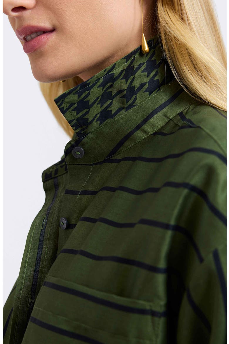Marina Stripe Cotton Button-Up Shirt, Alternate, color, BASIL GREEN/ BLACK