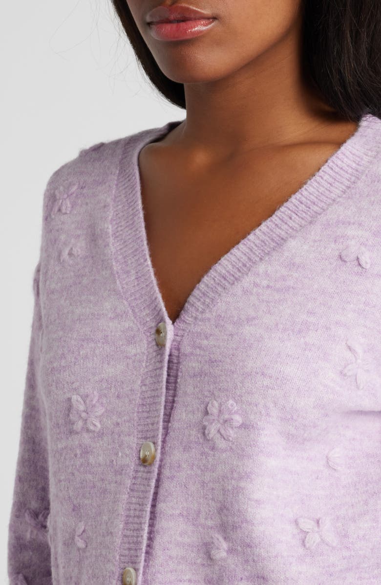All in Favor Embroidered Flower Cardigan, Alternate, color, Lilac