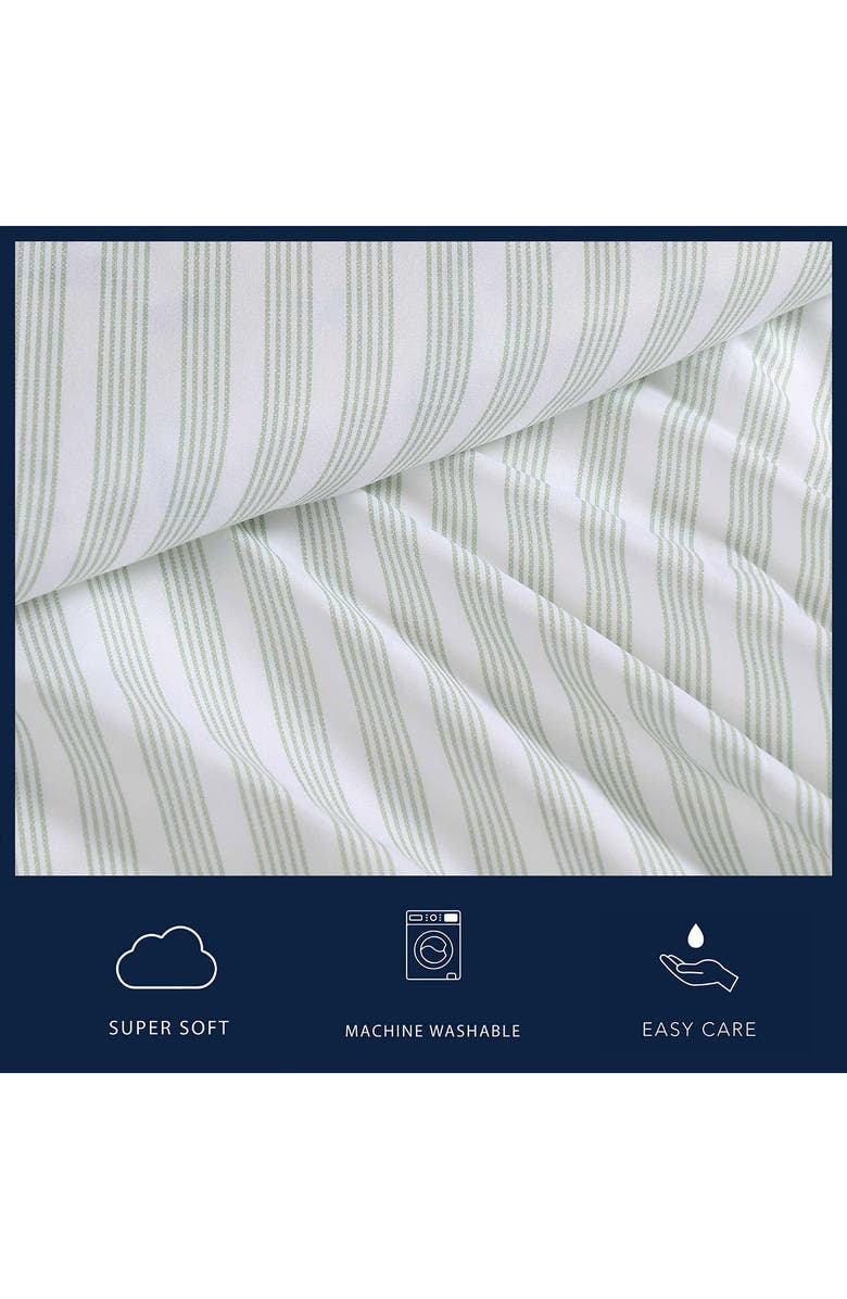 Nautica Beasley Stripe Cooling Microfiber Sheet Set, Alternate, color, Sage/ White