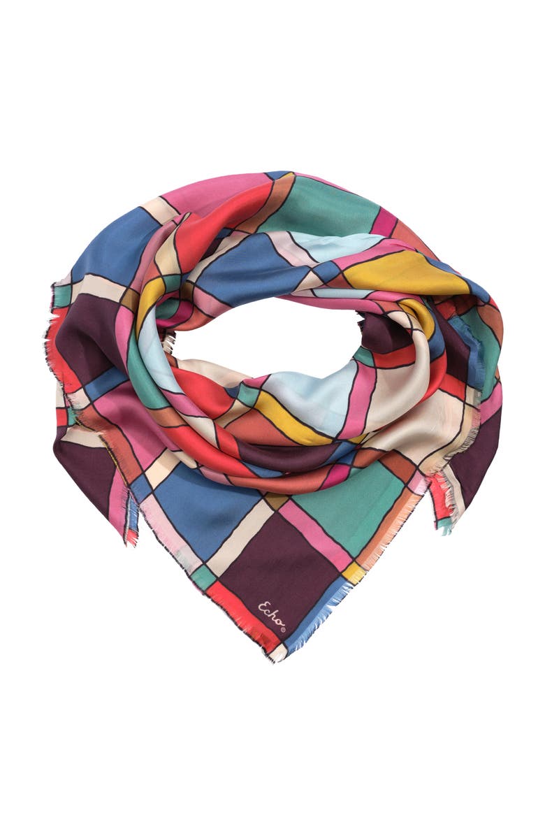 Echo Windowpane Silk Square, Main, color, Multi