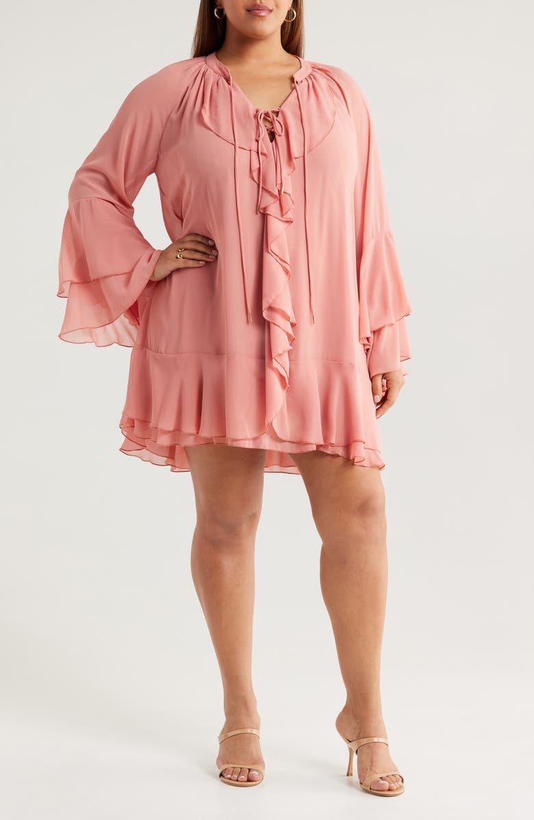 Socialite Long Sleeve Ruffle Minidress, Main, color,