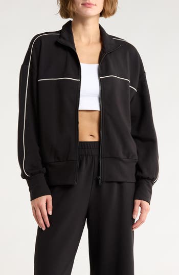Z By Zella Cozy Scuba Knit Track Jacket In Black