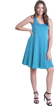 24seven Comfort Apparel Petites Sleeveless A-Line Fit and Flare Skater Dress
