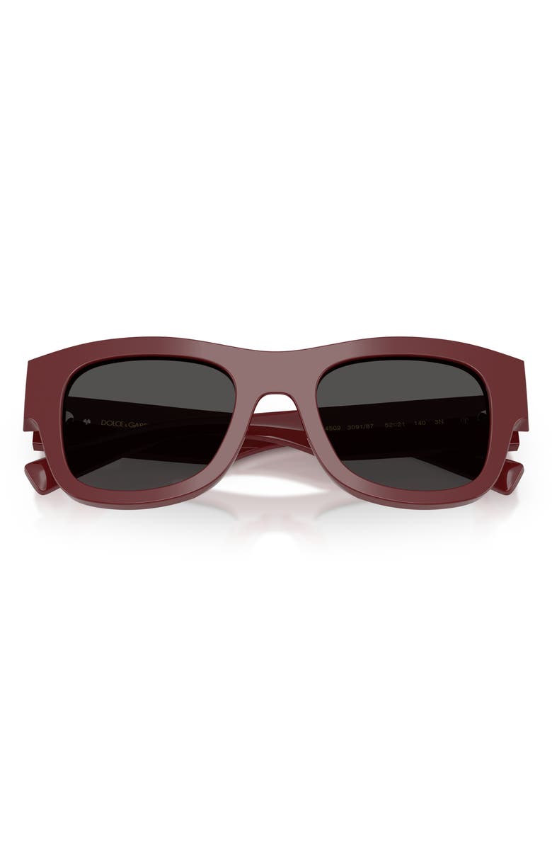 Dolce&Gabbana 50mm Square Sunglasses, Alternate, color, Bordeaux / Dark Grey