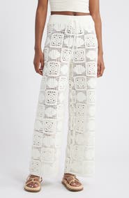 Rails x LSPACE Maja Seashell Patchwork Crochet Wide Leg Pants