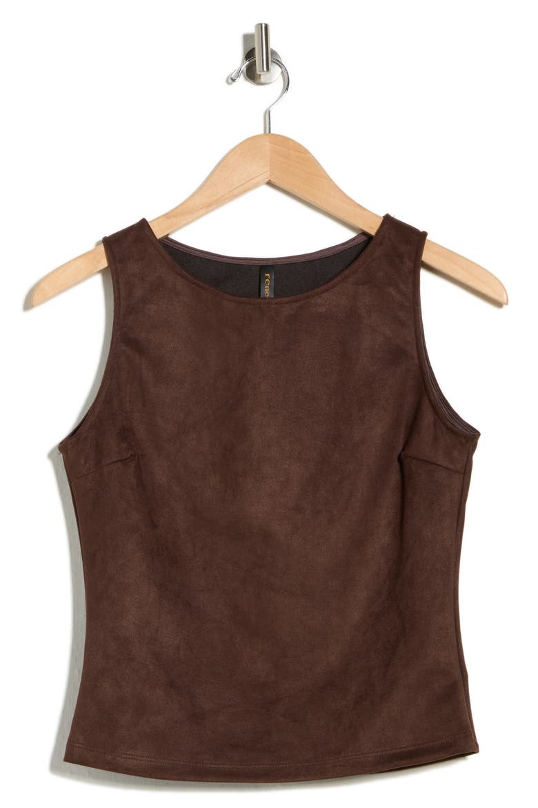 Faux Suede Sleeveless Top, Alternate, color, CHOCOLATE